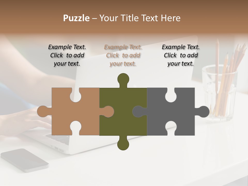 A Woman Using A Laptop Computer On A Desk PowerPoint Template