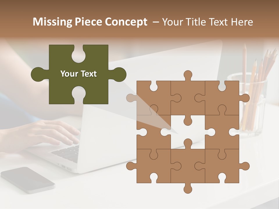 A Woman Using A Laptop Computer On A Desk PowerPoint Template