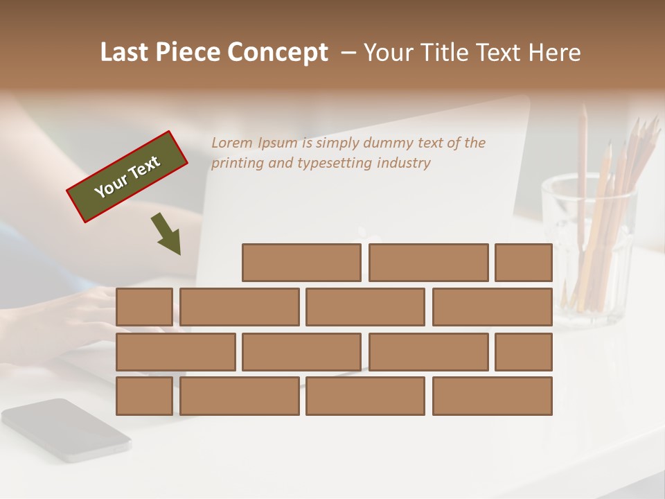 A Woman Using A Laptop Computer On A Desk PowerPoint Template