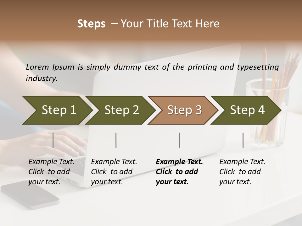 A Woman Using A Laptop Computer On A Desk PowerPoint Template
