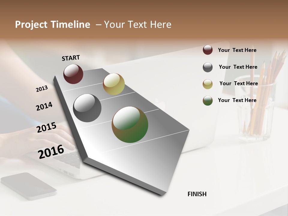 A Woman Using A Laptop Computer On A Desk PowerPoint Template