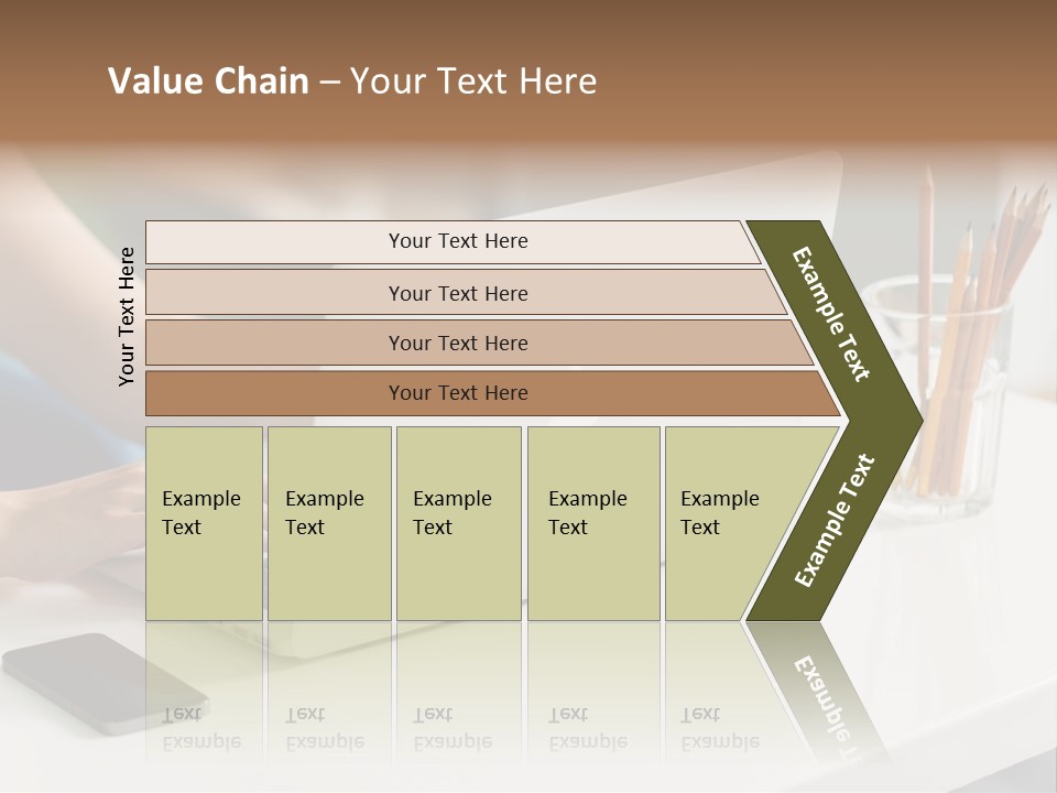 A Woman Using A Laptop Computer On A Desk PowerPoint Template