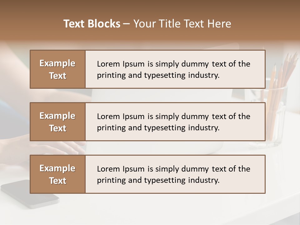A Woman Using A Laptop Computer On A Desk PowerPoint Template