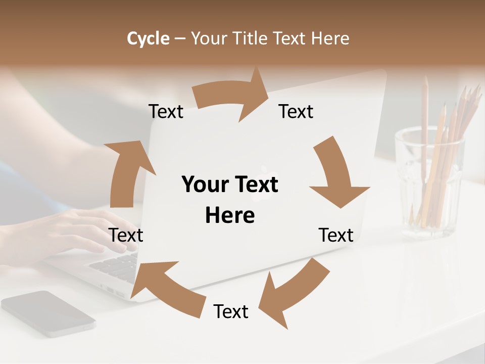 A Woman Using A Laptop Computer On A Desk PowerPoint Template