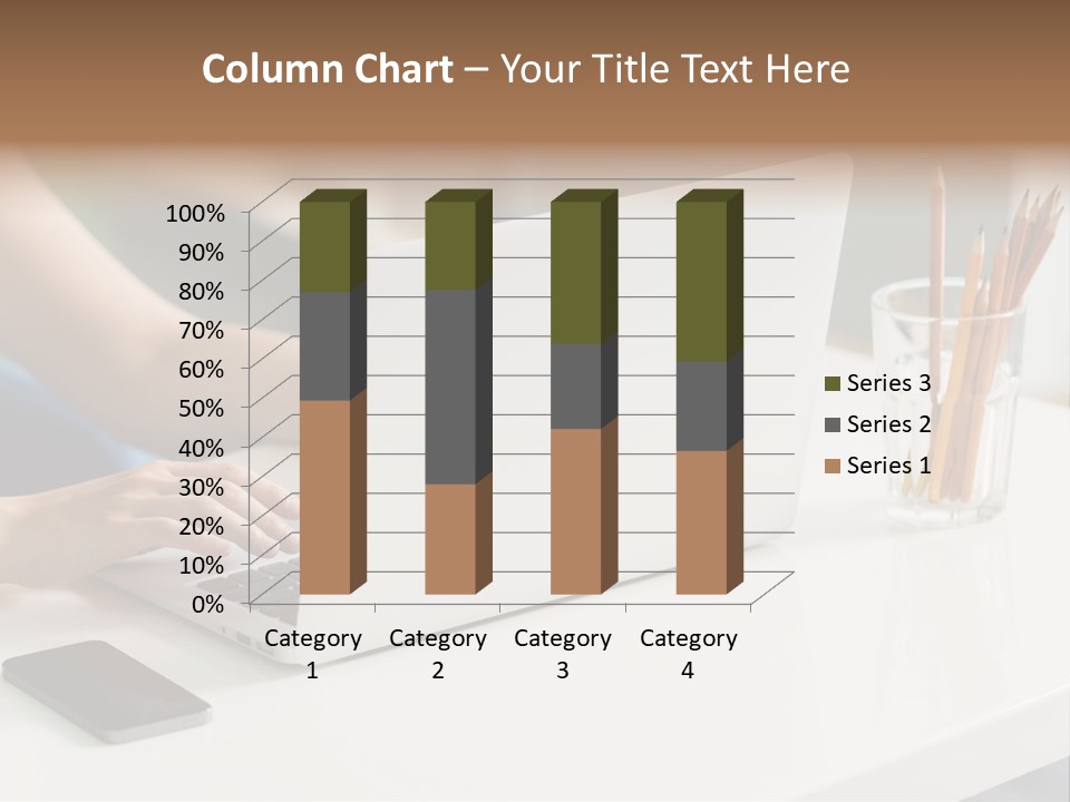 A Woman Using A Laptop Computer On A Desk PowerPoint Template