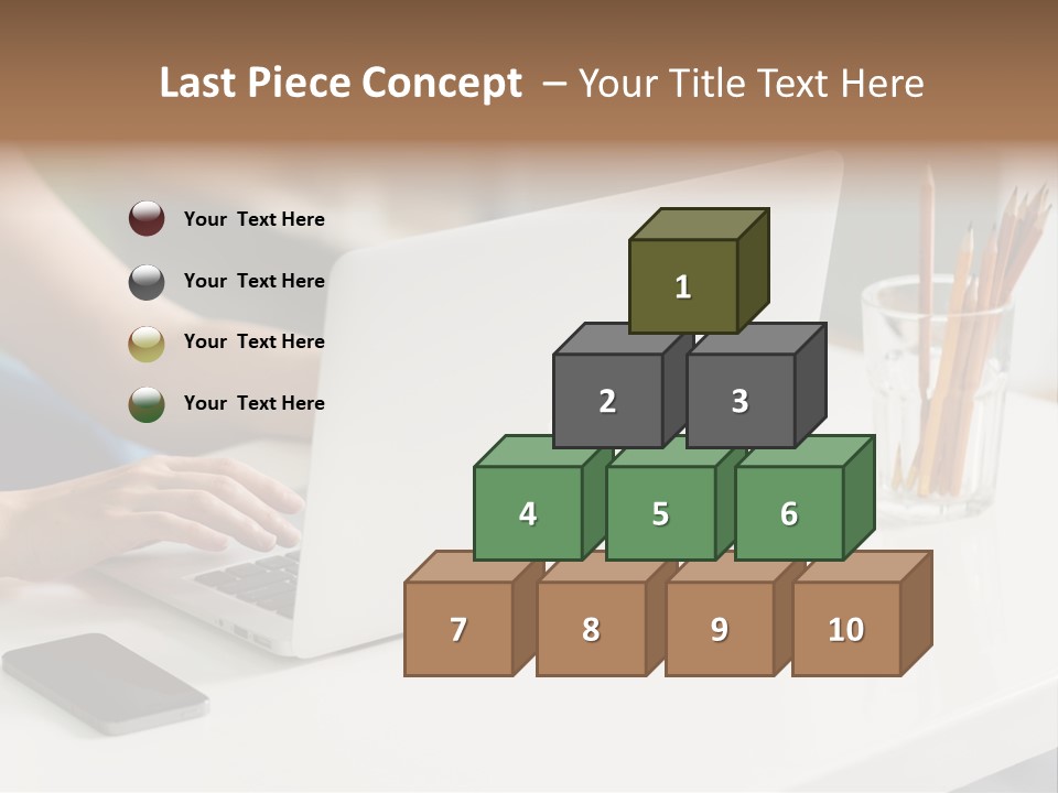 A Woman Using A Laptop Computer On A Desk PowerPoint Template