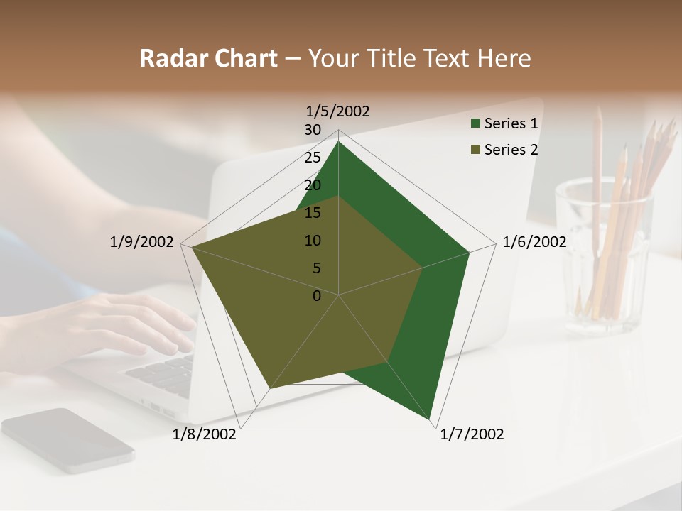 A Woman Using A Laptop Computer On A Desk PowerPoint Template
