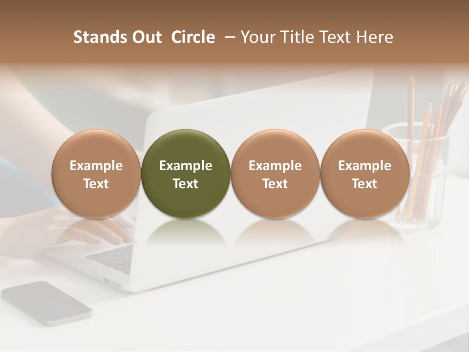 A Woman Using A Laptop Computer On A Desk PowerPoint Template