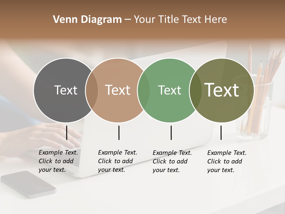 A Woman Using A Laptop Computer On A Desk PowerPoint Template