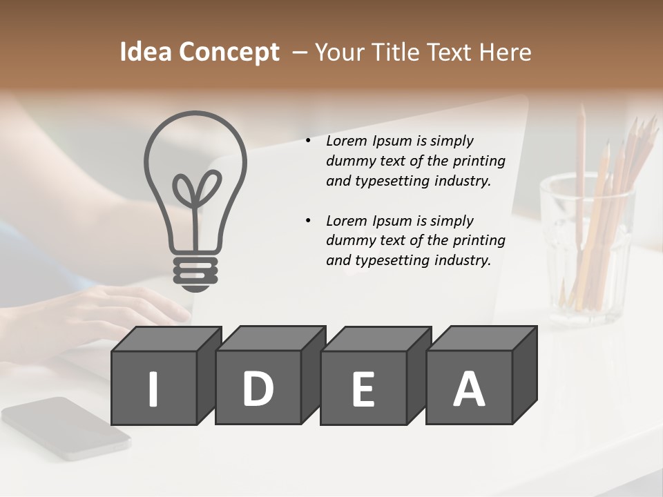 A Woman Using A Laptop Computer On A Desk PowerPoint Template