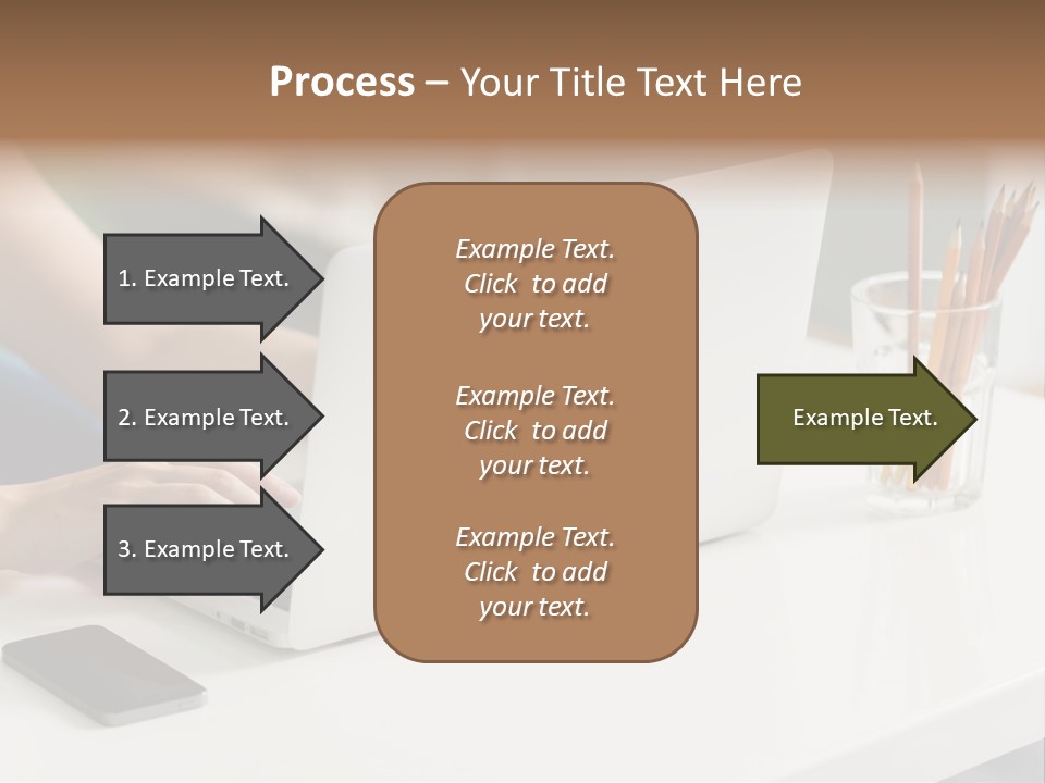 A Woman Using A Laptop Computer On A Desk PowerPoint Template