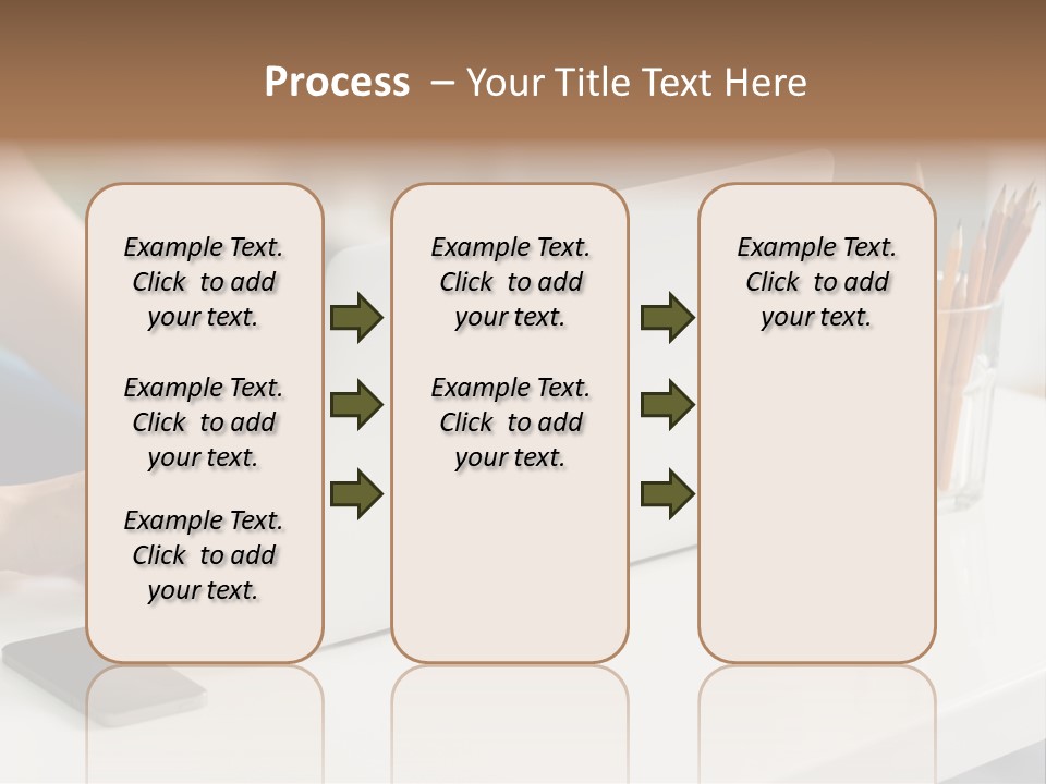 A Woman Using A Laptop Computer On A Desk PowerPoint Template