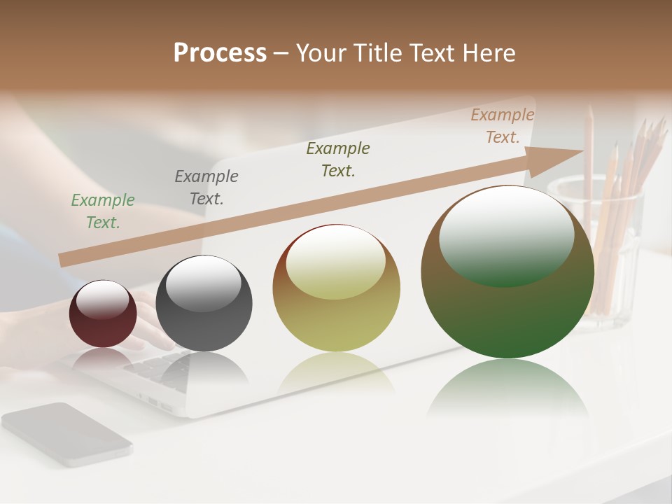 A Woman Using A Laptop Computer On A Desk PowerPoint Template