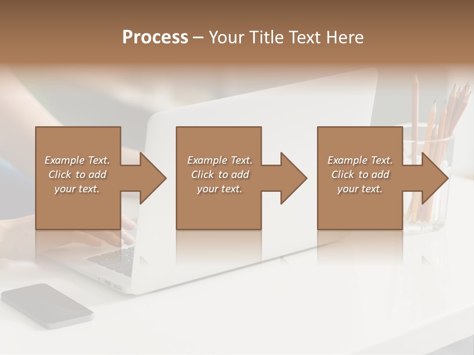 A Woman Using A Laptop Computer On A Desk PowerPoint Template