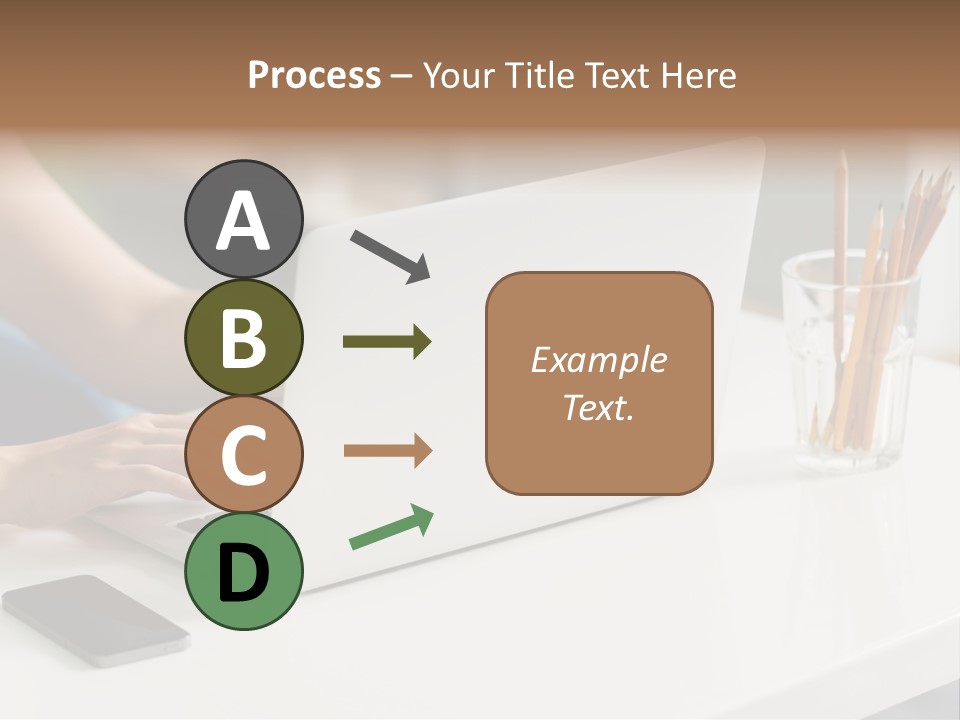A Woman Using A Laptop Computer On A Desk PowerPoint Template