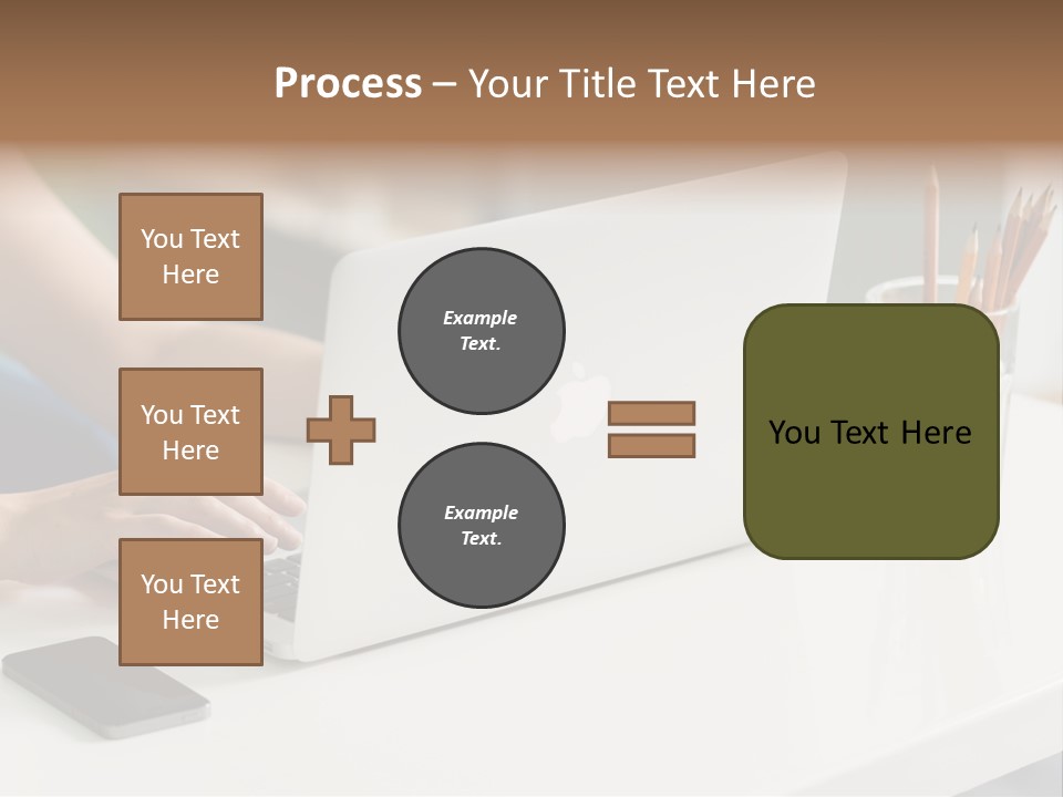 A Woman Using A Laptop Computer On A Desk PowerPoint Template