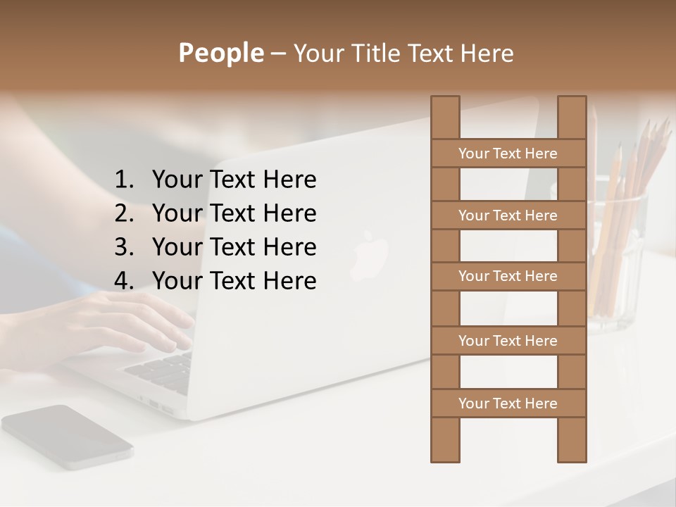 A Woman Using A Laptop Computer On A Desk PowerPoint Template