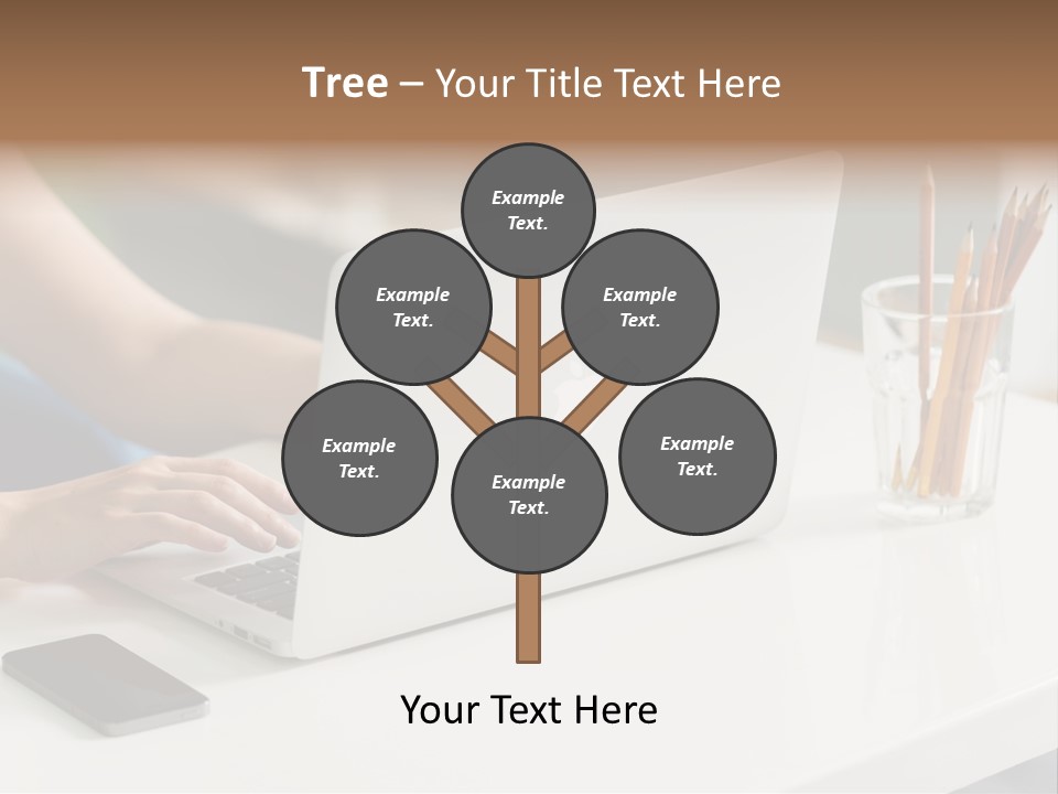 A Woman Using A Laptop Computer On A Desk PowerPoint Template