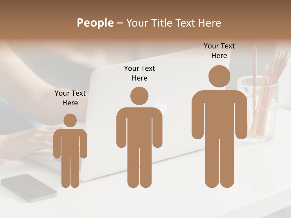 A Woman Using A Laptop Computer On A Desk PowerPoint Template