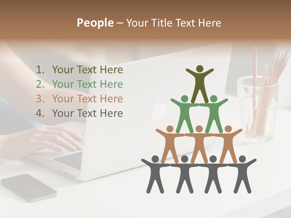 A Woman Using A Laptop Computer On A Desk PowerPoint Template