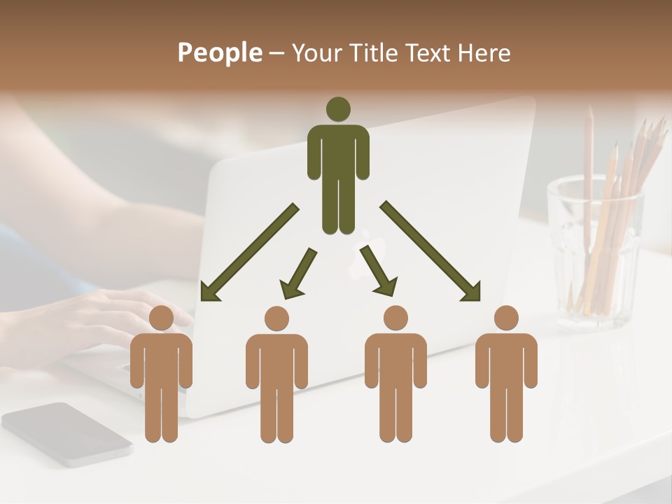 A Woman Using A Laptop Computer On A Desk PowerPoint Template