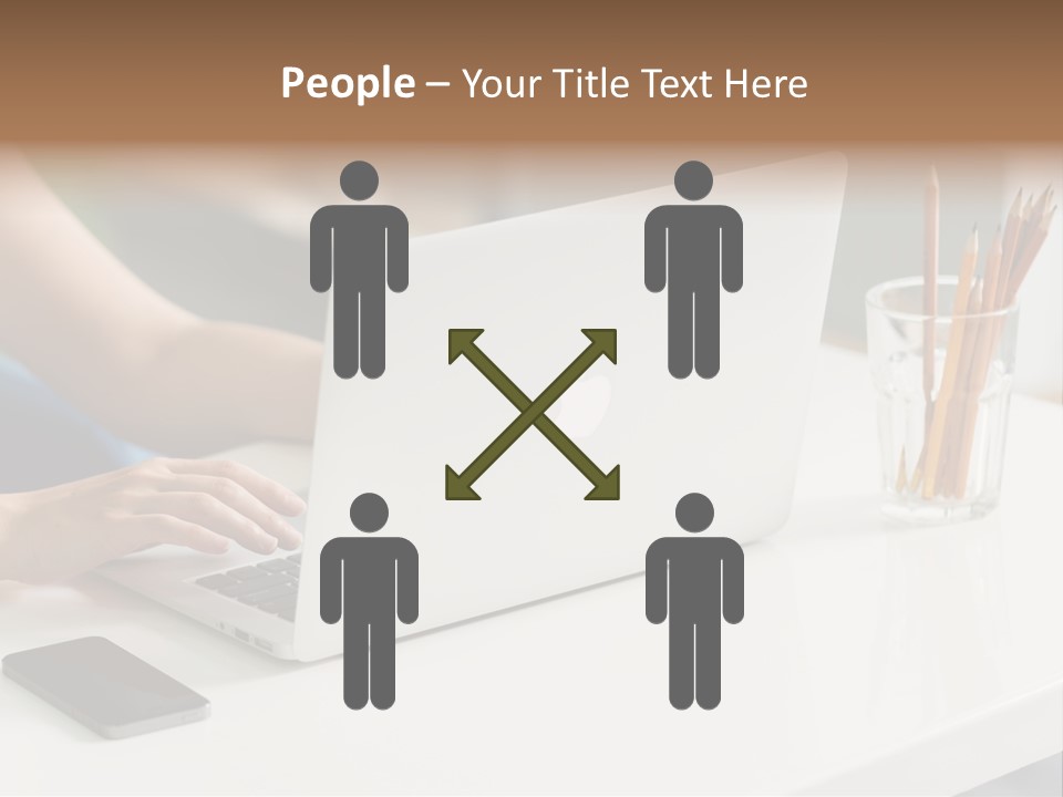 A Woman Using A Laptop Computer On A Desk PowerPoint Template