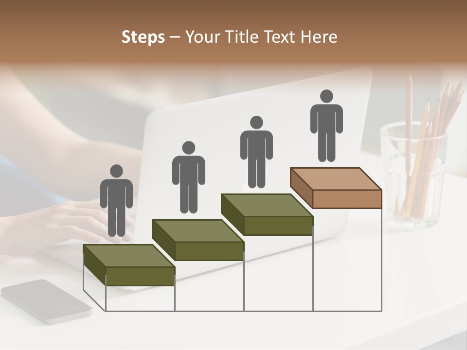 A Woman Using A Laptop Computer On A Desk PowerPoint Template