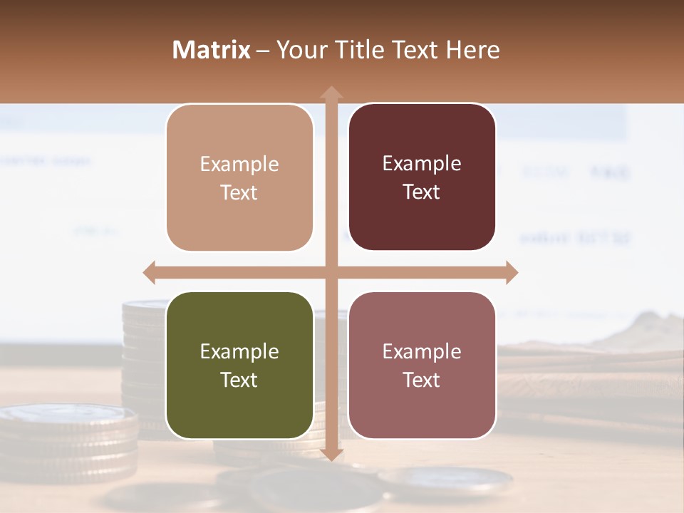 A Pile Of Coins Sitting On Top Of A Wooden Table PowerPoint Template