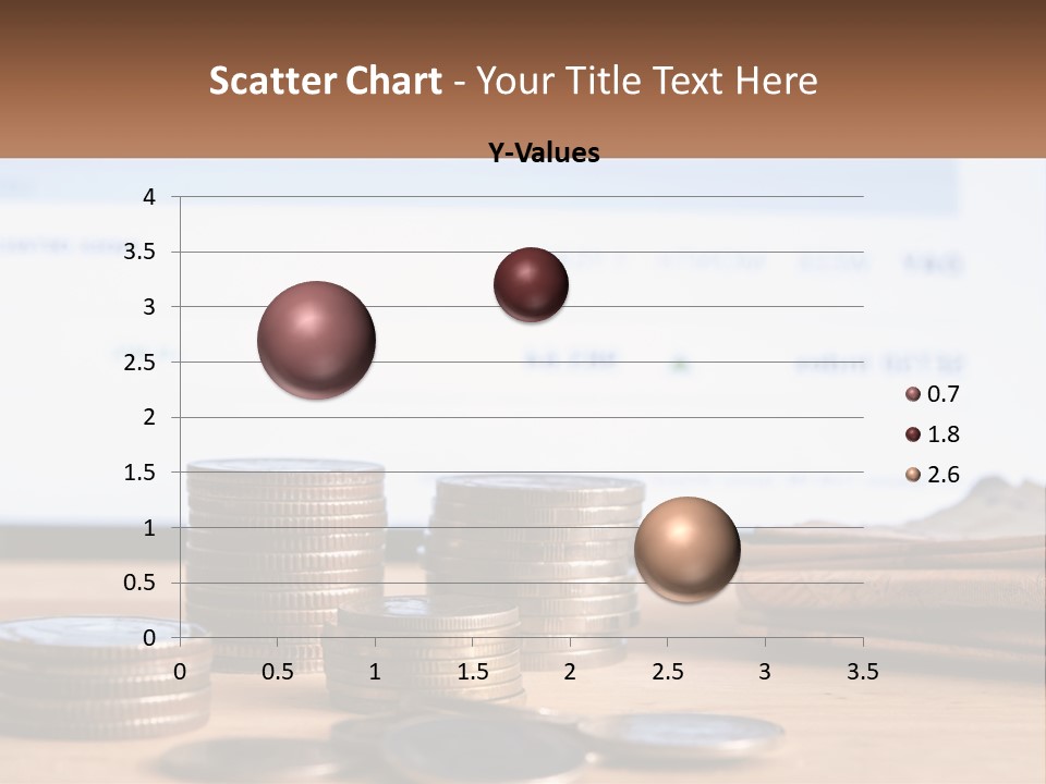 A Pile Of Coins Sitting On Top Of A Wooden Table PowerPoint Template