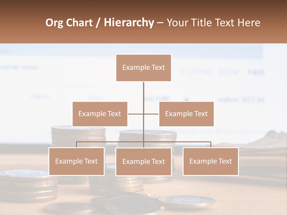 A Pile Of Coins Sitting On Top Of A Wooden Table PowerPoint Template