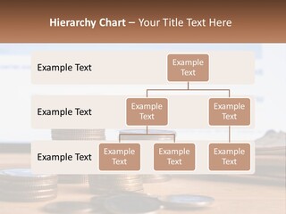 A Pile Of Coins Sitting On Top Of A Wooden Table PowerPoint Template