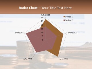 A Pile Of Coins Sitting On Top Of A Wooden Table PowerPoint Template
