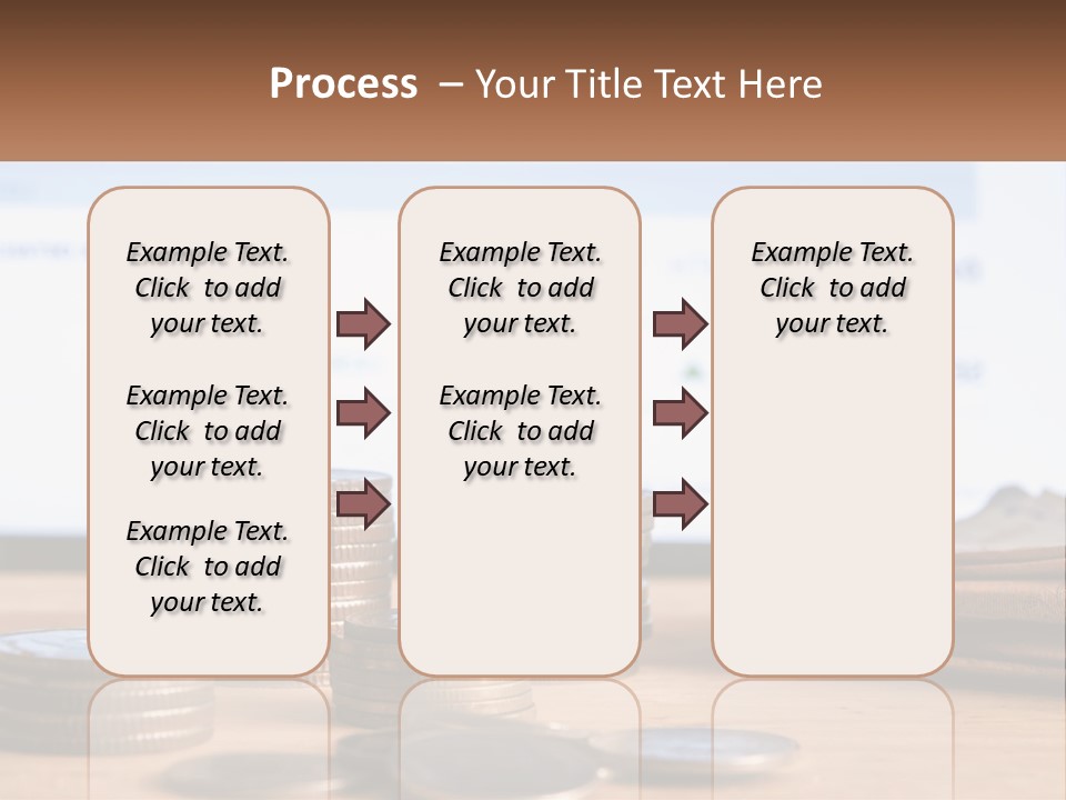 A Pile Of Coins Sitting On Top Of A Wooden Table PowerPoint Template
