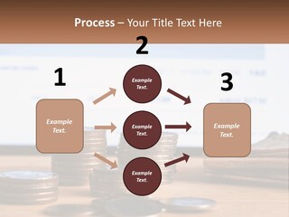 A Pile Of Coins Sitting On Top Of A Wooden Table PowerPoint Template