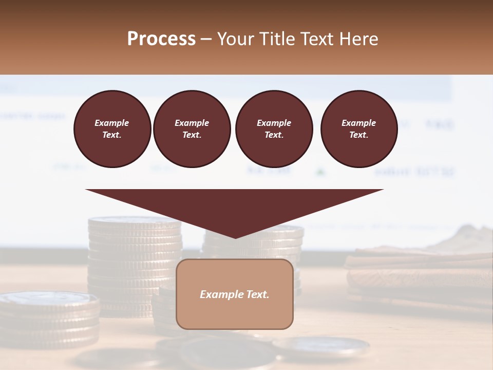 A Pile Of Coins Sitting On Top Of A Wooden Table PowerPoint Template
