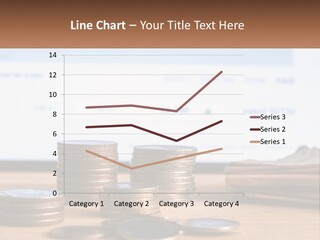 A Pile Of Coins Sitting On Top Of A Wooden Table PowerPoint Template