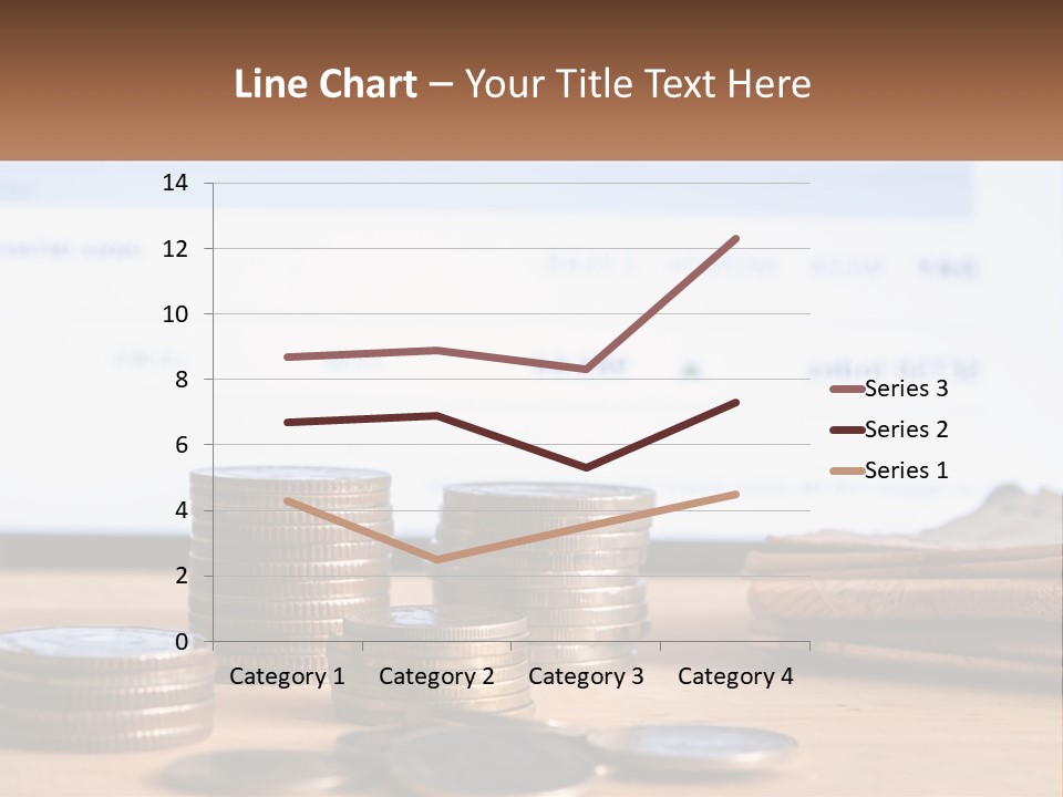 A Pile Of Coins Sitting On Top Of A Wooden Table PowerPoint Template