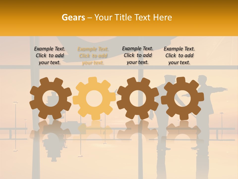 A Couple Of People That Are Standing In Front Of A Window PowerPoint Template