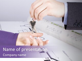 A Person Handing A House Key To Another Person PowerPoint Template
