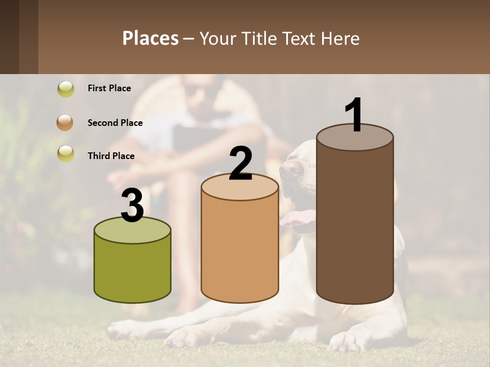 A Man Sitting In A Chair Next To A Dog PowerPoint Template