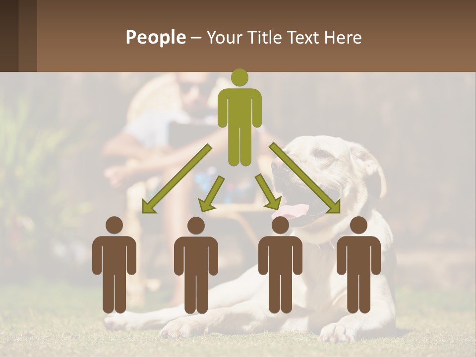 A Man Sitting In A Chair Next To A Dog PowerPoint Template