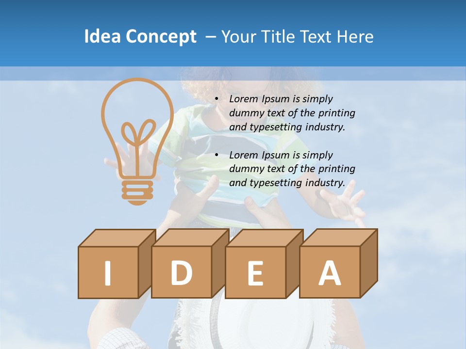 A Man Holding A Child On His Shoulders PowerPoint Template