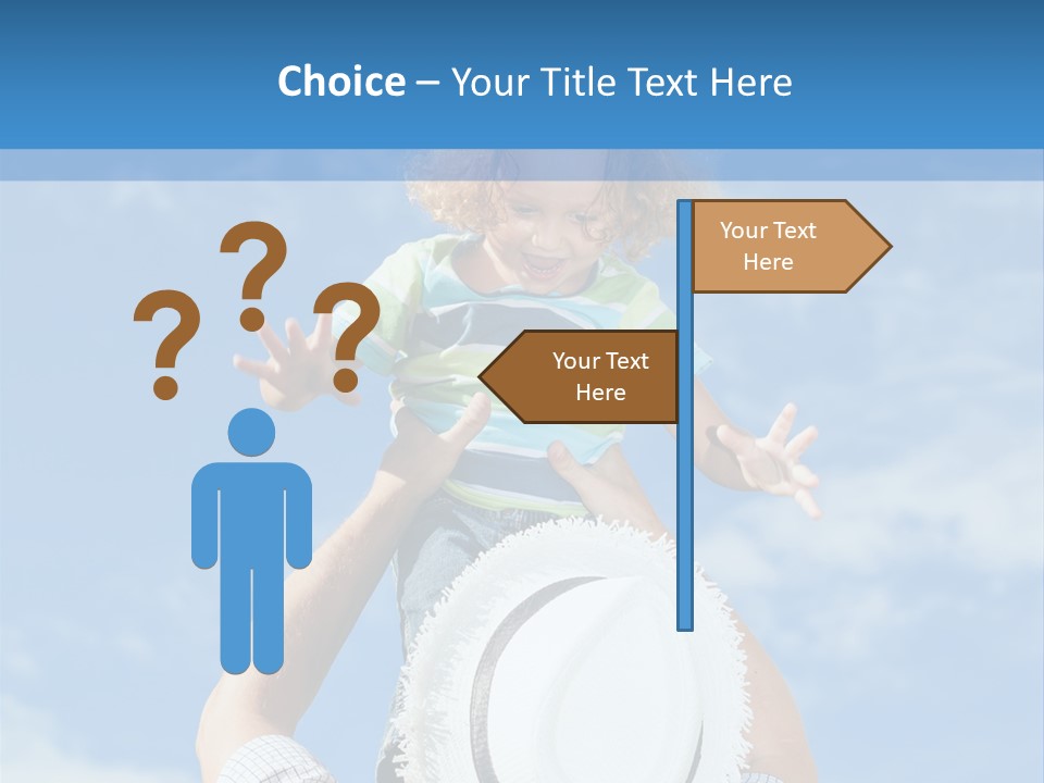 A Man Holding A Child On His Shoulders PowerPoint Template