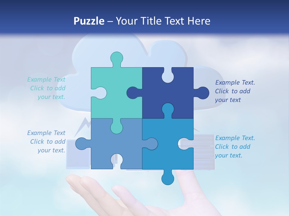 A Hand Holding A Blue Cloud With A Cloud On Top Of It PowerPoint Template