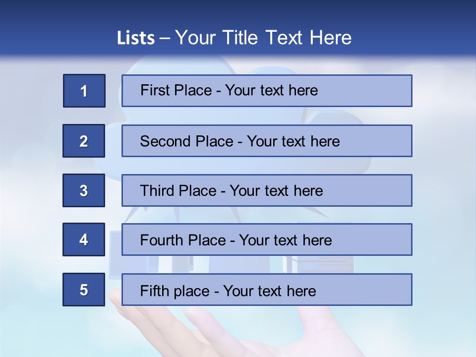 A Hand Holding A Blue Cloud With A Cloud On Top Of It PowerPoint Template