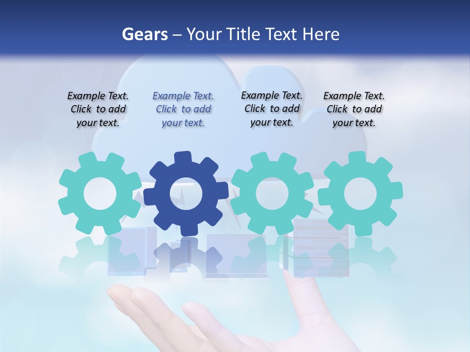 A Hand Holding A Blue Cloud With A Cloud On Top Of It PowerPoint Template