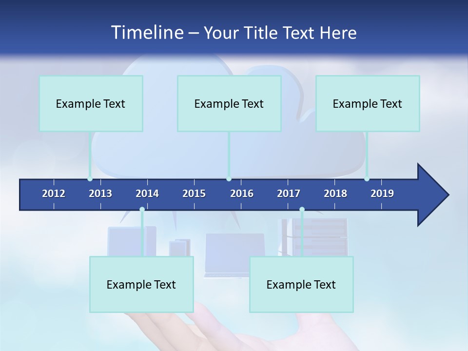 A Hand Holding A Blue Cloud With A Cloud On Top Of It PowerPoint Template