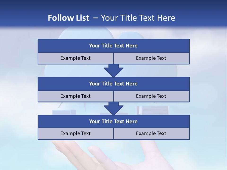 A Hand Holding A Blue Cloud With A Cloud On Top Of It PowerPoint Template