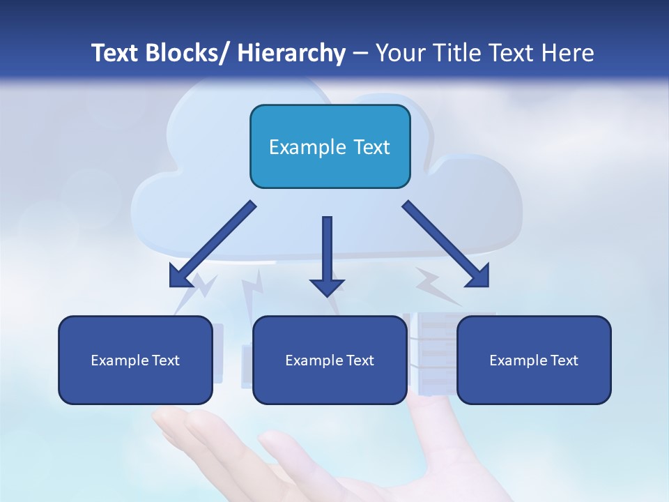 A Hand Holding A Blue Cloud With A Cloud On Top Of It PowerPoint Template