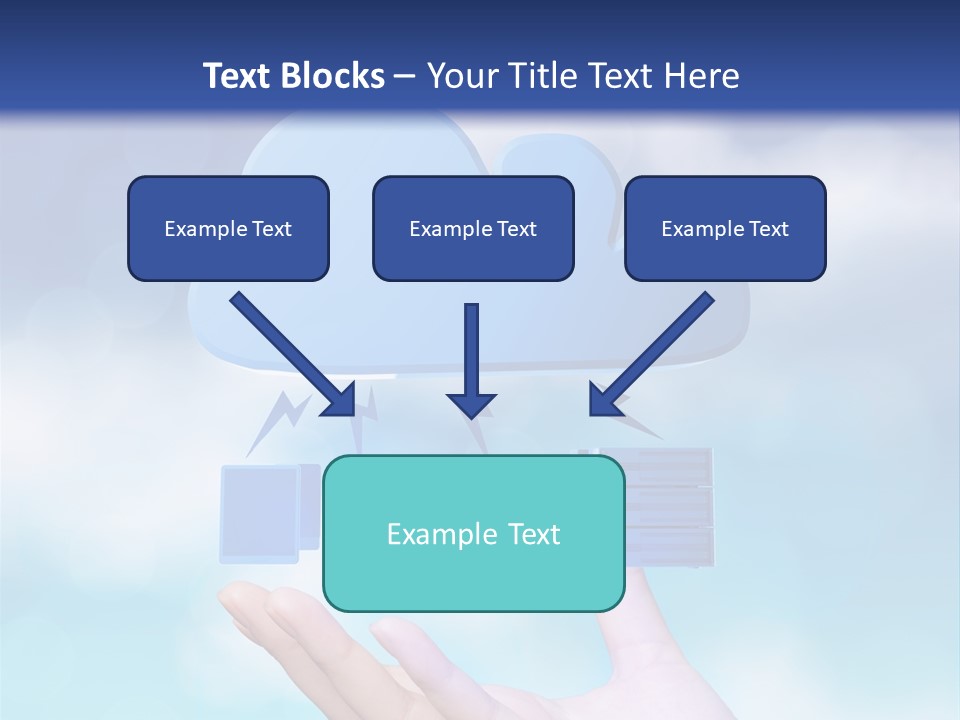 A Hand Holding A Blue Cloud With A Cloud On Top Of It PowerPoint Template
